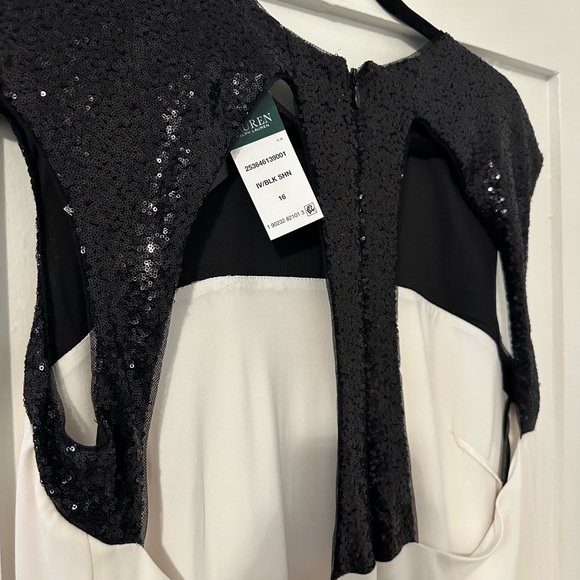 Lauren by Ralph Lauren Evening Gown- Black Sequin and Ivory - Picture 7 of 9
